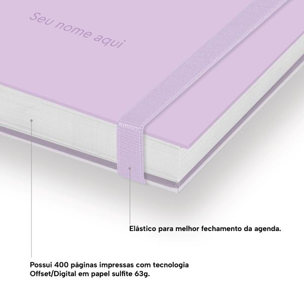 Agenda Diária Plus Personalizada Solid Colors Lavanda 2027
