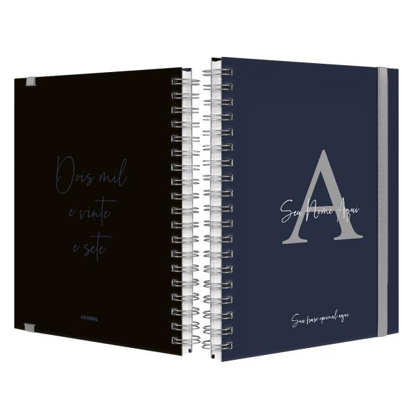 Agenda Planner Semanal Plus Personalizada Moderna Letra Cores Azul Marinho 2027