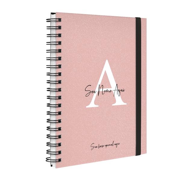 Agenda Planner Semanal Plus Personalizada Moderna Letra Glitter Rosê 2027
