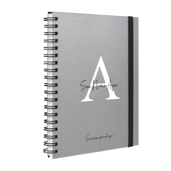 Agenda Planner Semanal Plus Personalizada Letra Glitter Metalizada Prata 2027
