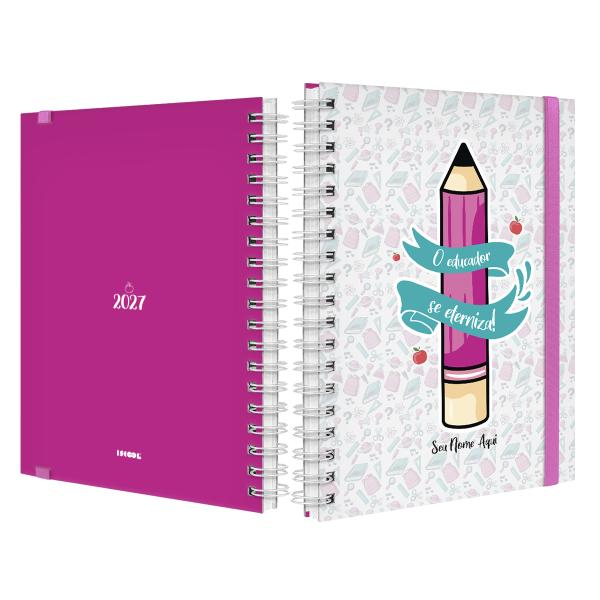 Agenda Planner Semanal Plus Personalizado Professores Lápis Rosa 2027