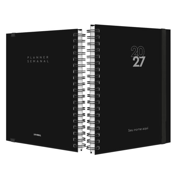 Agenda Planner Semanal Plus Personalizada Solid Colors Preto Prata 2027
