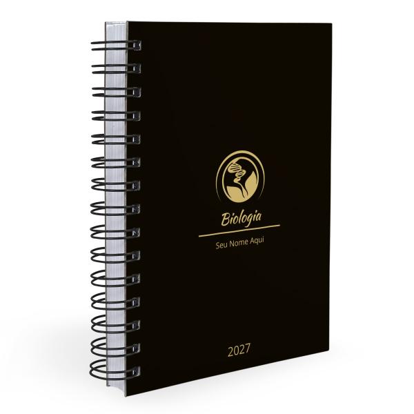 Agenda Personalizada Profissões Preto Ouro Biologia