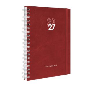 Agenda Planner Semanal Plus Personalizada Touch Couro Vermelho 2027