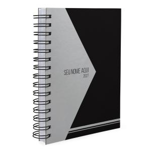 Agenda Personalizada Moderna Prata e Preto