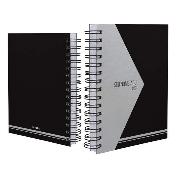 Agenda Personalizada Moderna Prata e Preto