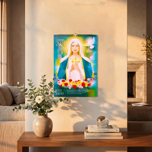 Calendário Parede 2027 Católico Cristão Santa Virgem Maria