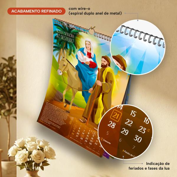 Calendário Parede 2027 Católico Cristão Santa Virgem Maria