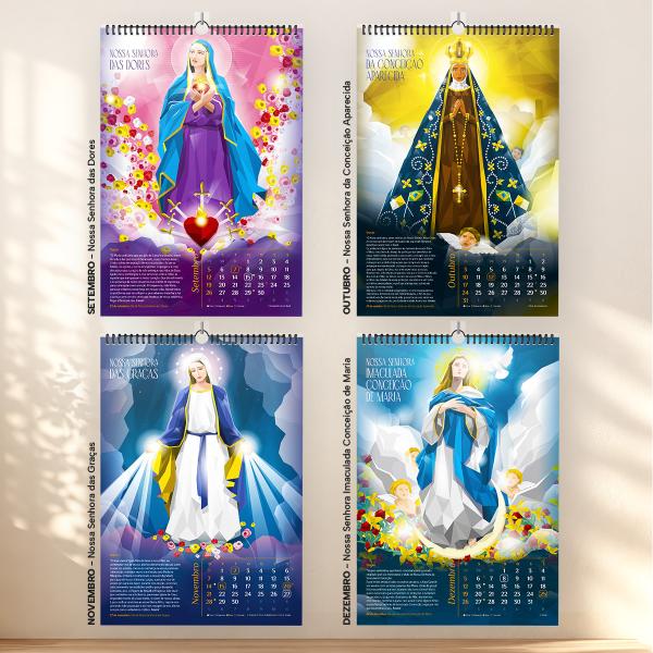 Calendário Parede 2027 Católico Cristão Santa Virgem Maria