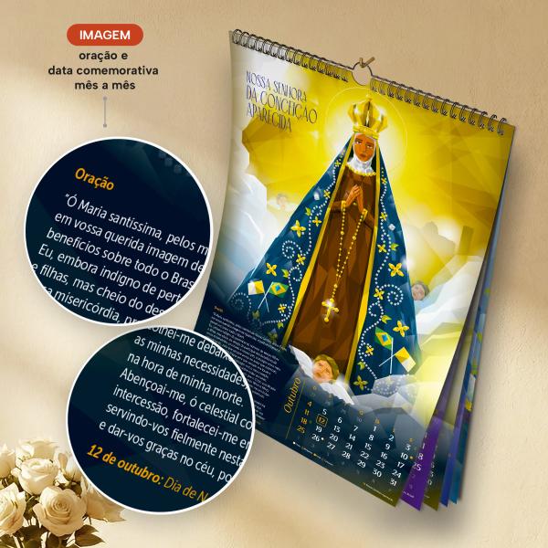 Calendário Parede 2027 Católico Cristão Santa Virgem Maria