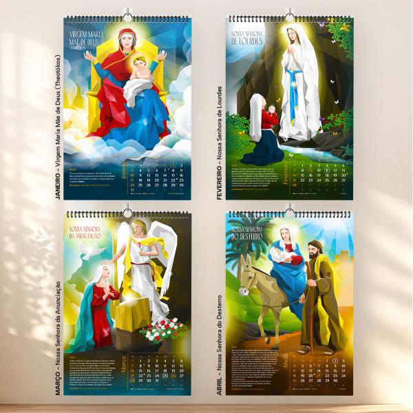 Calendário Parede 2027 Católico Cristão Santa Virgem Maria