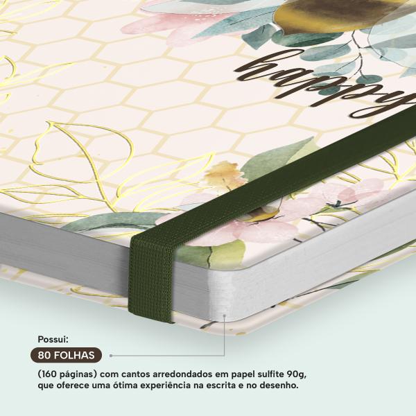 Caderno Premium Bosque Pautado Abelha 15x21cm 80 fls