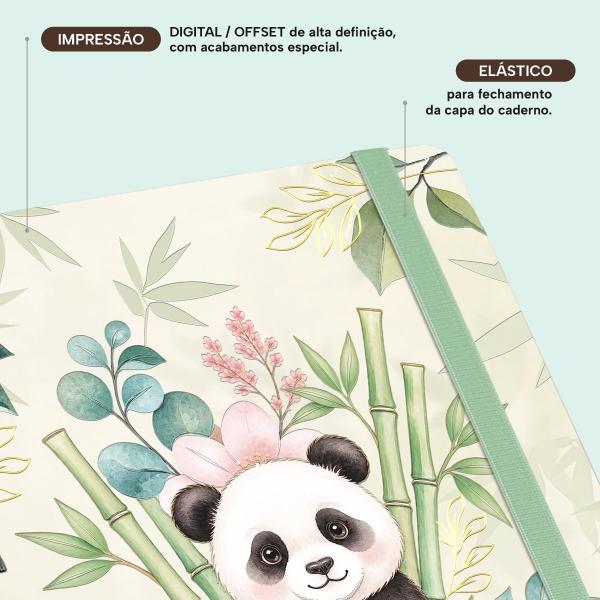 Caderno Premium Bosque Pautado Panda 15x21cm 80 fls