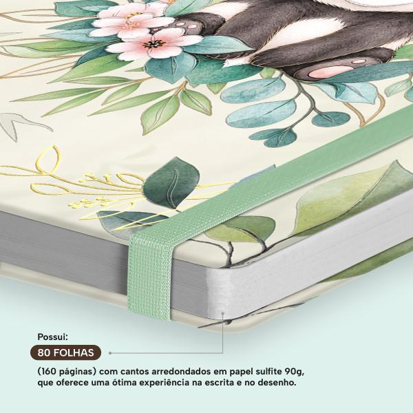 Caderno Premium Bosque Pautado Panda 15x21cm 80 fls