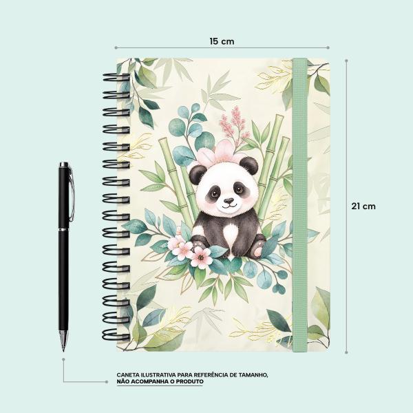 Caderno Premium Bosque Pautado Panda 15x21cm 80 fls