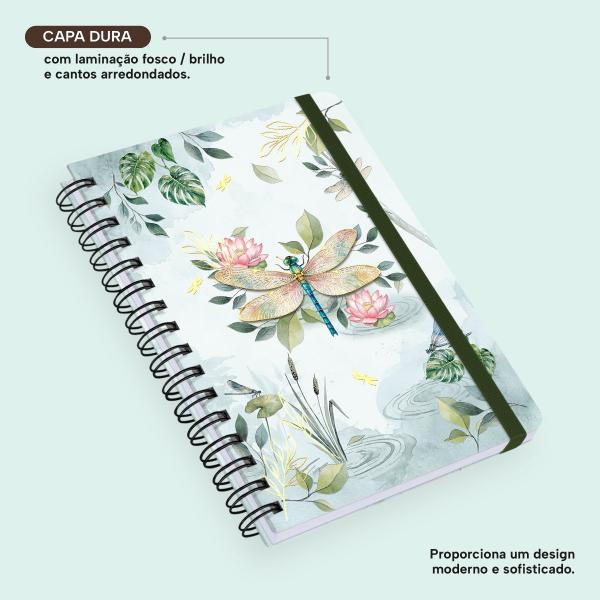 Caderno Premium Bosque Pautado Libélulas 15x21cm 80 fls