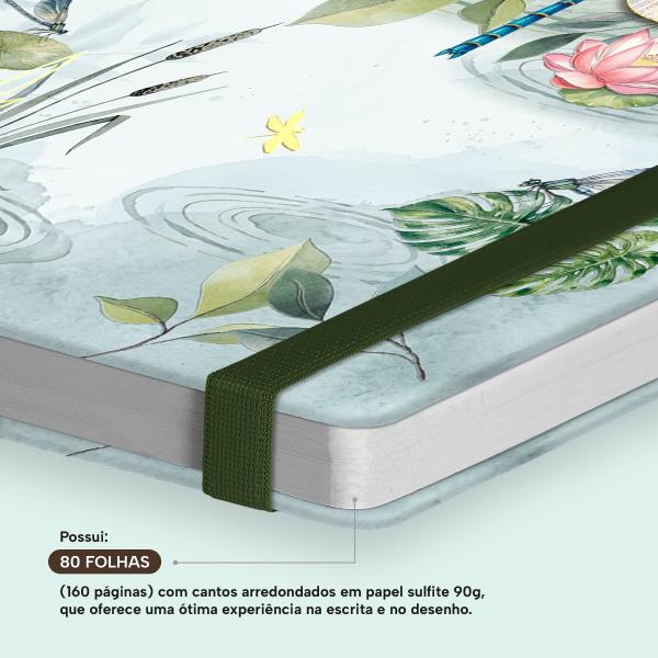 Caderno Premium Bosque Pautado Libélulas 15x21cm 80 fls