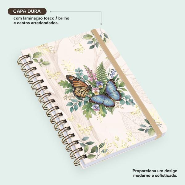 Caderno Premium Bosque Pautado Borboletas 15x21cm 80 fls