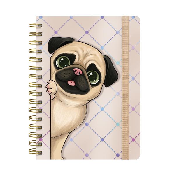Caderno Premium Pet Lover Pautado Doce Pug 15x21cm 80 fls