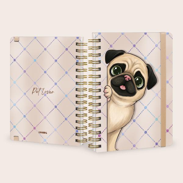 Caderno Premium Pet Lover Pautado Doce Pug 15x21cm 80 fls