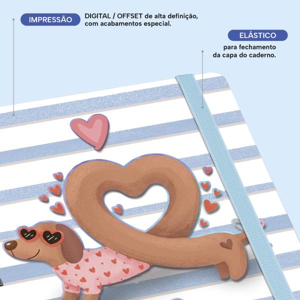 Caderno Premium Pet Lover Pautado Salsicha Love 15x21cm 80 fls