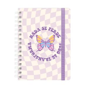 Caderno Premium Retrô Pautado Borboleta Lilás