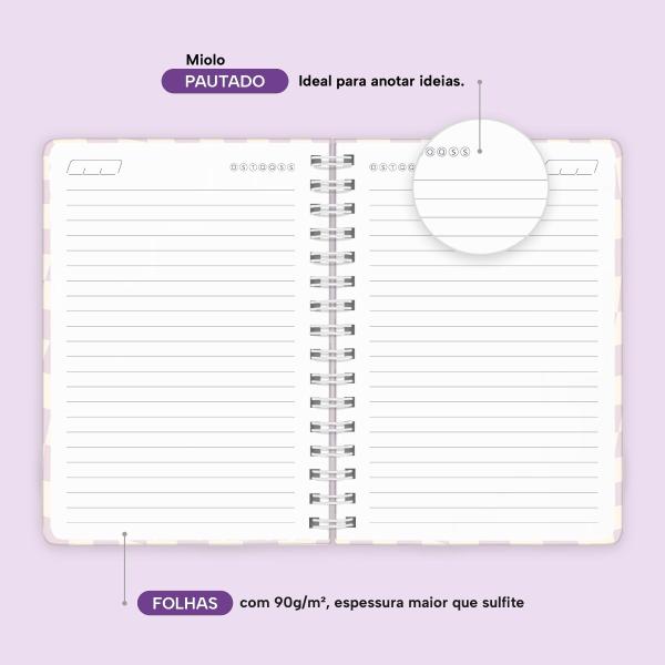 Caderno Premium Retrô Pautado Borboleta Lilás 15x21cm 80 fls