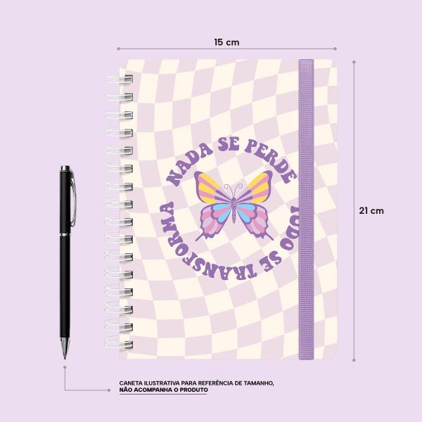Caderno Premium Retrô Pautado Borboleta Lilás 15x21cm 80 fls