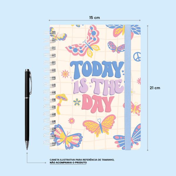 Caderno Premium Retrô Pautado Borboletas Coloridas 15x21cm 80 fls