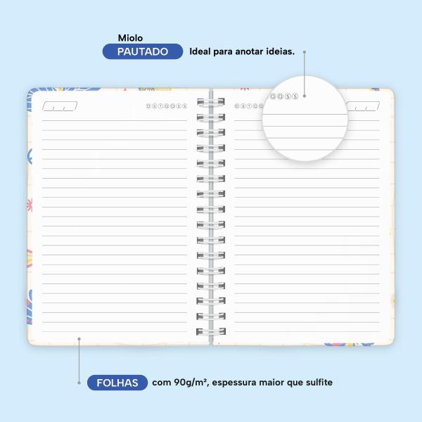 Caderno Premium Retrô Pautado Borboletas Coloridas 15x21cm 80 fls