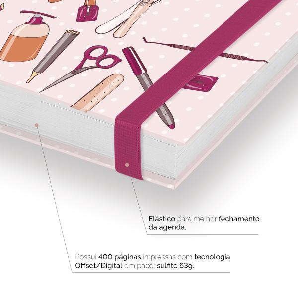 Agenda Comercial Plus Manicure Conjunto Rosa