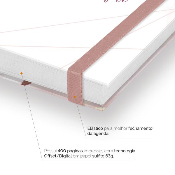 Agenda Diária Plus Personalizada Monograma Floral Rosa E Branco Letra G