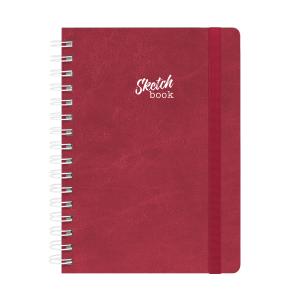 Caderno Premium Solid Touch Sketchbook Couro Vermelho