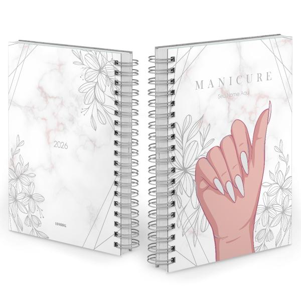 Agenda Comercial Personalizada Manicure Stiletto Branco