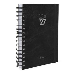 Agenda Plus Solid Touch Tipo Couro Preto