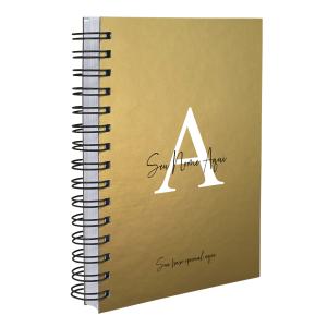 Agenda Personalizada Moderna Letra Metalizada Ouro