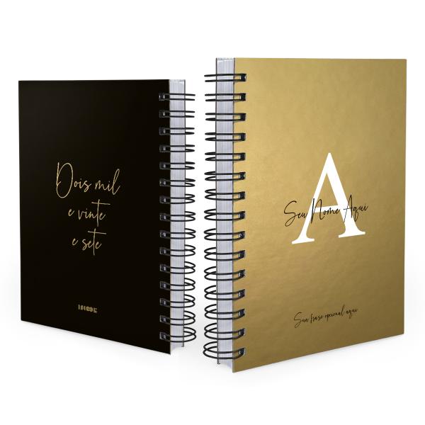 Agenda Personalizada Moderna Letra Metalizada Ouro