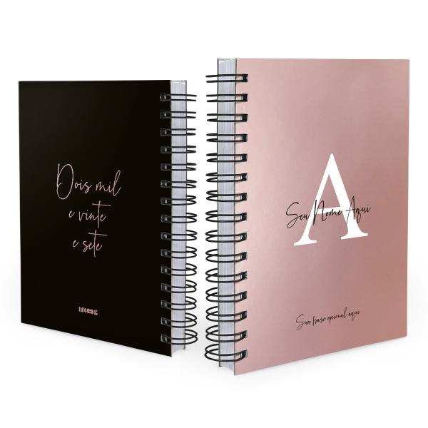 Agenda Personalizada Moderna Letra Metalizada Rose Gold