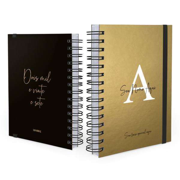 Agenda Plus Personalizada Moderna Letra Metalizada Ouro
