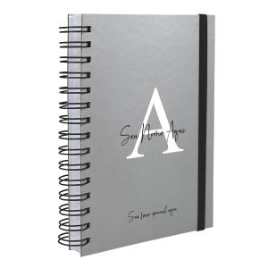Agenda Plus Personalizada Moderna Letra Metalizada Prata