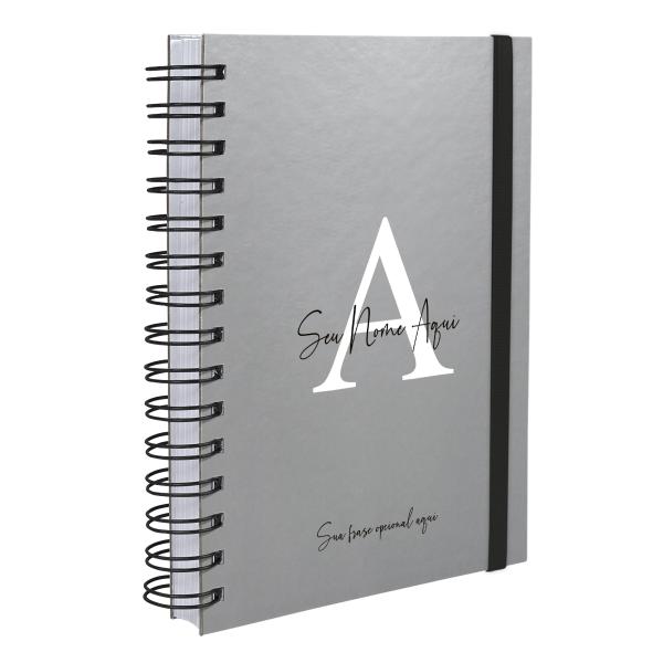 Agenda Plus Personalizada Moderna Letra Metalizada Prata