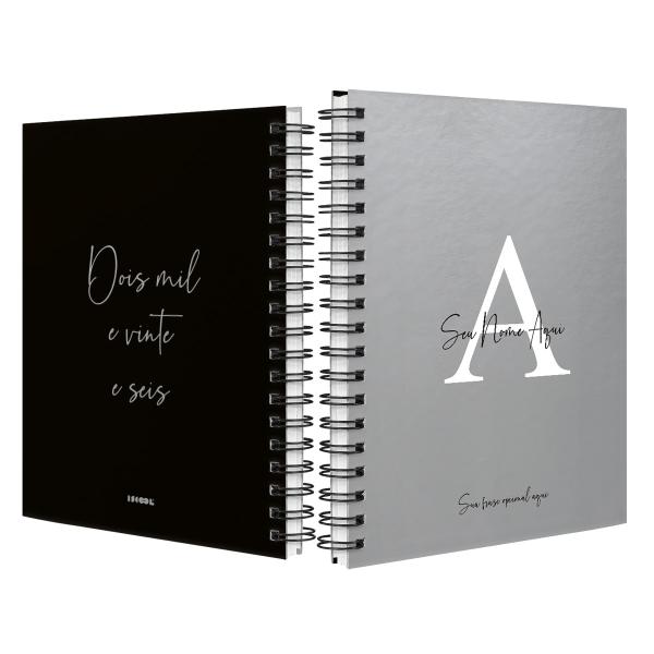Agenda Planner Semanal Personalizada Moderna Letra Metalizada Prata