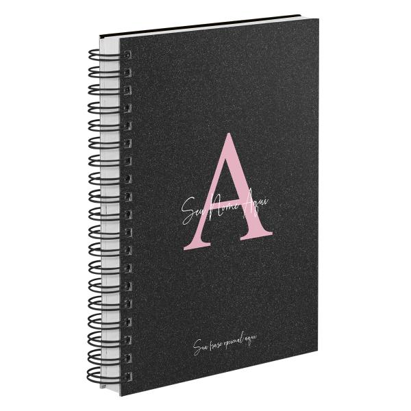 Agenda Diária Personalizada Areia Sand Preto Rosa