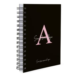 Agenda Personalizada Moderna Letra Cores Preto Rosa 2027
