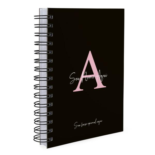Agenda Personalizada Moderna Letra Cores Preto Rosa 2027