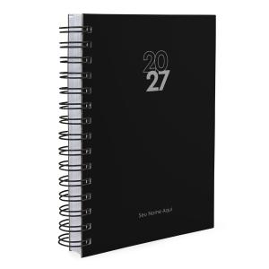 Agenda Personalizada Solid Colors Preto Prata 2027