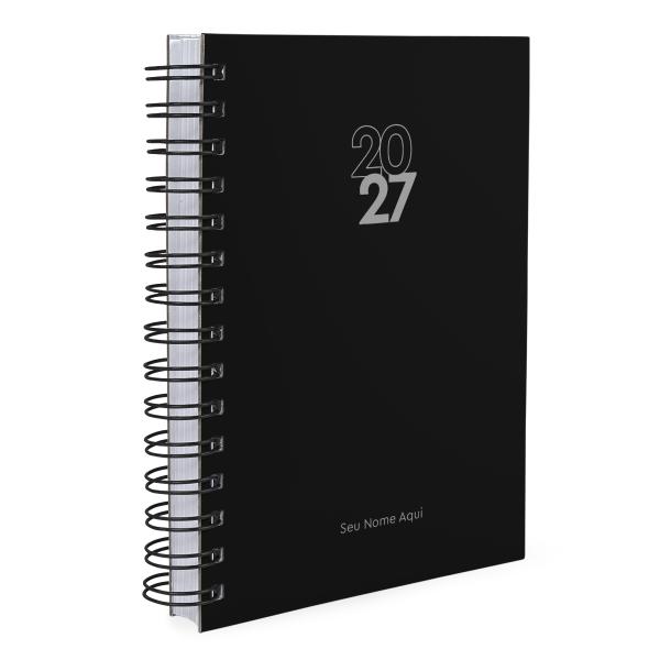 Agenda Personalizada Solid Colors Preto Prata 2027