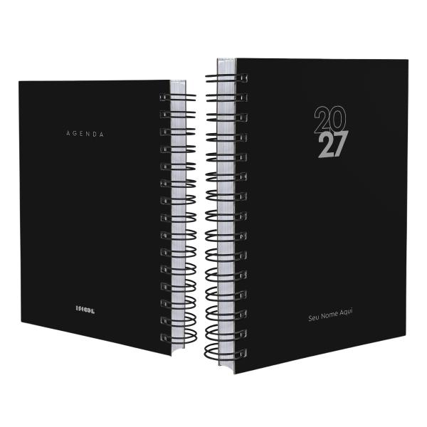 Agenda Personalizada Solid Colors Preto Prata 2027