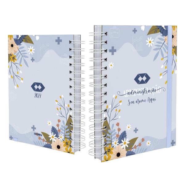 Agenda Plus Personalizada Profissões Floral Administração Azul