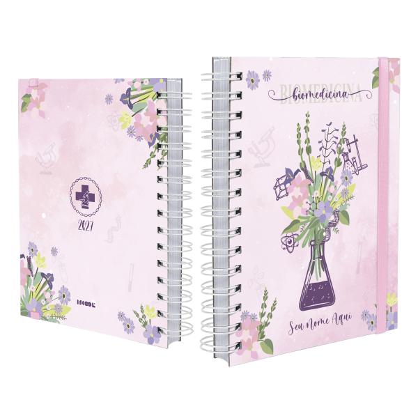 Agenda Plus Personalizada Profissões Floral Biomedicina Rosa